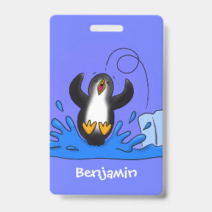 Süße glückliche hüpfende Pinguin-Cartoon-Illustrat Ausweis