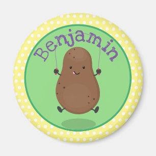 Süße glückliche Kartoffel beim Springseilspringen  Magnet