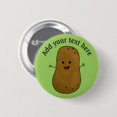 Süße glückliche Kartoffel, personalisierter grüner Button (Vorne & Hinten)