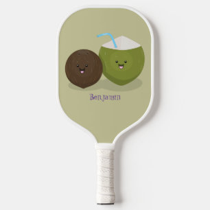 Süße glückliche Kawaii-Kokosnüsse Cartoon-Illustra Pickleball Schläger