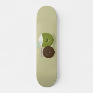 Süße glückliche kawaii Kokosnüsse Cartoon-Illustra Skateboard