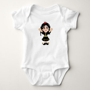 Süße glückliche kleine Mädchen-Cartoonfigur Baby Strampler