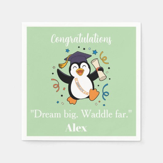 Süße glückliche Pinguin-Abschlussfeier Serviette (Vorderseite)