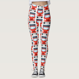 Süße glückliche rote LKW-Cartoon-Illustration Leggings