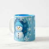 Süße glückliche Schneemann-Gesichtspersonalisierte Zweifarbige Tasse (Vorderseite Links)