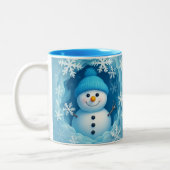 Süße glückliche Schneemann-Gesichtspersonalisierte Zweifarbige Tasse (Links)