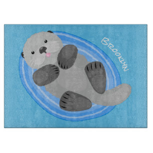 Süße glückliche Seeotter-Cartoon-Illustration Schneidebrett