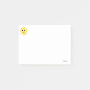 Süße glückliche Sonne auf weißem Hintergrund Post-it Klebezettel