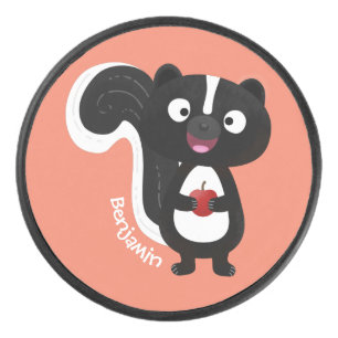 Süße glückliche Stinktier-Cartoon-Illustration Eishockey Puck