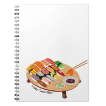 Süße glückliche Sushi-Platte Notizbuch | Kawaii Ja