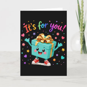 Süße glückliche Türkis-Geschenkbox-Überraschung Dankeskarte