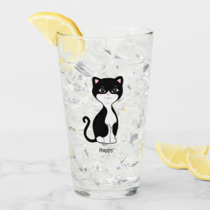 Süße glückliche Tuxedo-Katze Glas