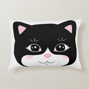 Süße glückliche Tuxedo-Katzen-Gesicht Dekokissen