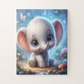 Süße glückliche weiße Elefant-Puzzles Puzzle