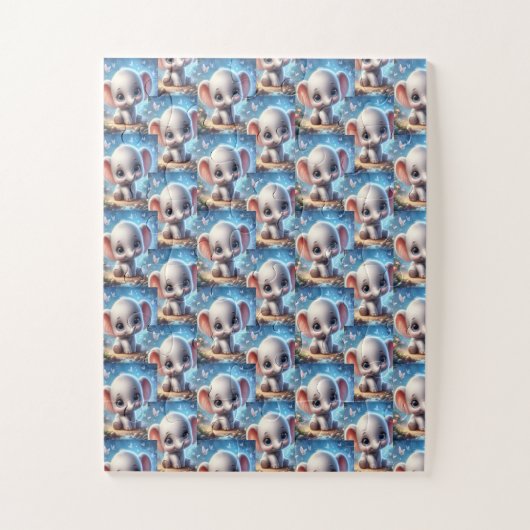 Süße glückliche weiße Elefant-Puzzles Puzzle (Vertikal)