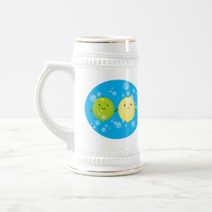 Süße glückliche Zitronen-Lime-Kartoonillustration Bierglas