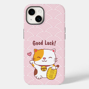 Süße Glückskatze Japanische Maneki Neko Rosa Case-Mate iPhone 14 Hülle