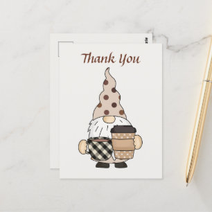 Süße Gnom-Café-Verkäufer fügen Text hinzu Danke  Postkarte