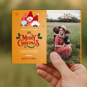 Süße Gnom-Familien-Foto-Weihnachts-Magnetkarte Magnetkarte