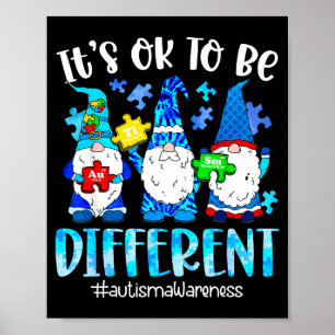 Süße Gnome Autismus-Bewusstsein anders zu sein Puz Poster