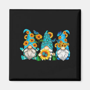 Süße Gnome mit Sonnenblumen-Schmetterlingsgärtnern Magnet