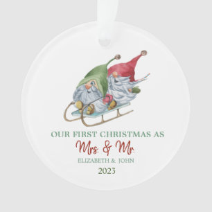 Süße Gnome Schlitten Unser erstes Weihnachten Ornament