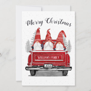 Süße Gnome Vintage-Rotlastwagen Frohe Weihnachten 