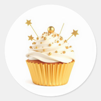 Süße Gold Cupcake Aufkleber