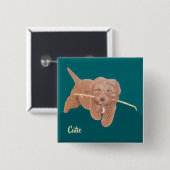 Süße Golden Doodle Quadrat-Taste Button (Vorne & Hinten)