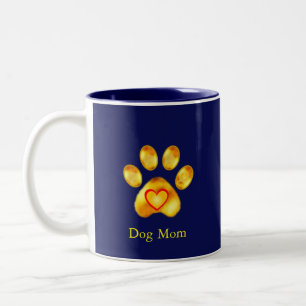 Süße Golden Paw Dog Mom auf Navy Blau Zweifarbige Tasse
