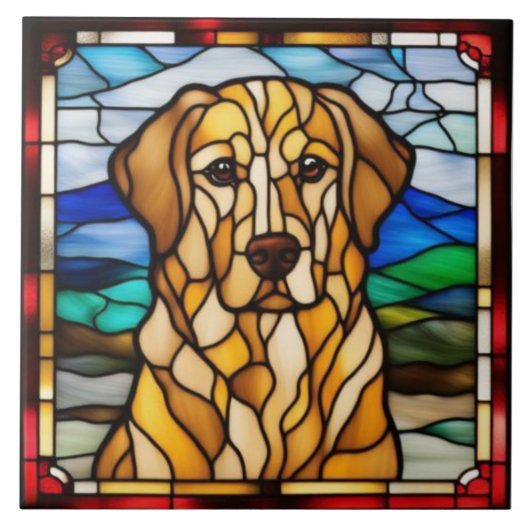 Süße Golden Retriever Dekorative Fliese (Vorderseite)