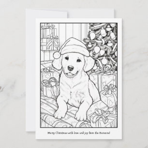 Süße Golden Retriever Hund Weihnachts Kunst Malbuc Feiertagskarte