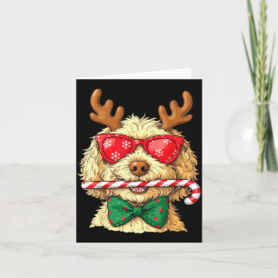 Süße Goldendoodle-Hunde Weihnachtslichter Golden D Karte