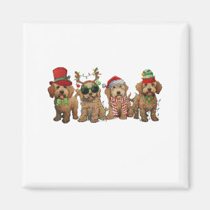 Süße Goldendoodle-Hunde Weihnachtslichter Golden D Magnet