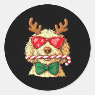 Süße Goldendoodle-Hunde Weihnachtslichter Golden D Runder Aufkleber