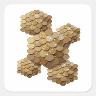 Süße goldene abstrakte Craft-Aufkleber Quadratischer Aufkleber