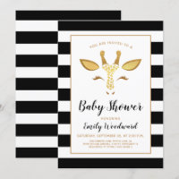 Süße goldene Giraffen-Gesicht-Baby-Shower-Einladun