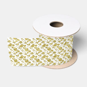 Süße goldene Herzen Faux-Diamant-Kachel-Muster  Satinband