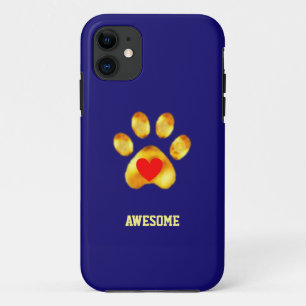 Süße goldene Pfote auf marineblau Case-Mate iPhone Hülle