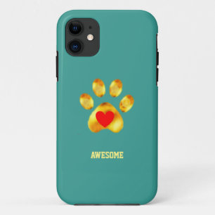 Süße goldene Pfote auf Türkis Case-Mate iPhone Hülle