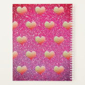 Süße goldene rosa Herzen Muster Glitter Monogramme Planer (Rückseite)