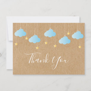 Süße goldene Sterne Blaue Wolken Rustikale Kraft D Dankeskarte