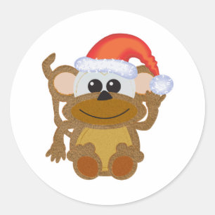 Süße Goofkins Weihnachts pelzige Affe Santa Runder Aufkleber