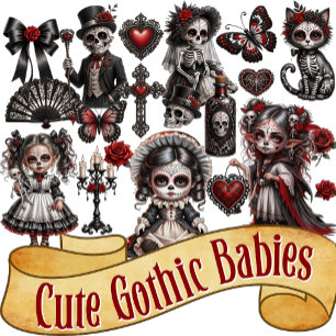 Süße Gothic-Babys  2 Aufkleber