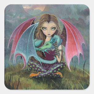 Süße Gothic Fee Drache Fantasy Kunst Aufkleber
