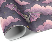 Süße Gothic-Fledermäuse Rosa Wasserfarbe Geschenkpapier (Rolleneckpunkt)