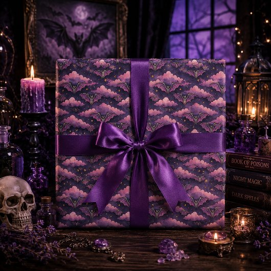 Süße Gothic-Fledermäuse Rosa Wasserfarbe Geschenkpapier