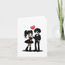 Süße Gothic-Liebes-Grußkarte | Dunkle romantische