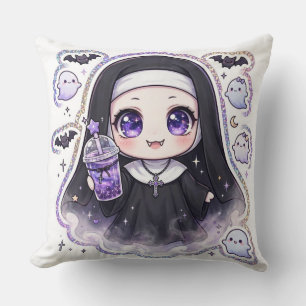 Süße Gothic-Nonne-Galaxie-Boba-Tee-Kawaii-Hallowee Kissen