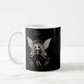 Süße Gothic-Skelett-Fee mit schwarzer Katze Kaffeetasse (Links)